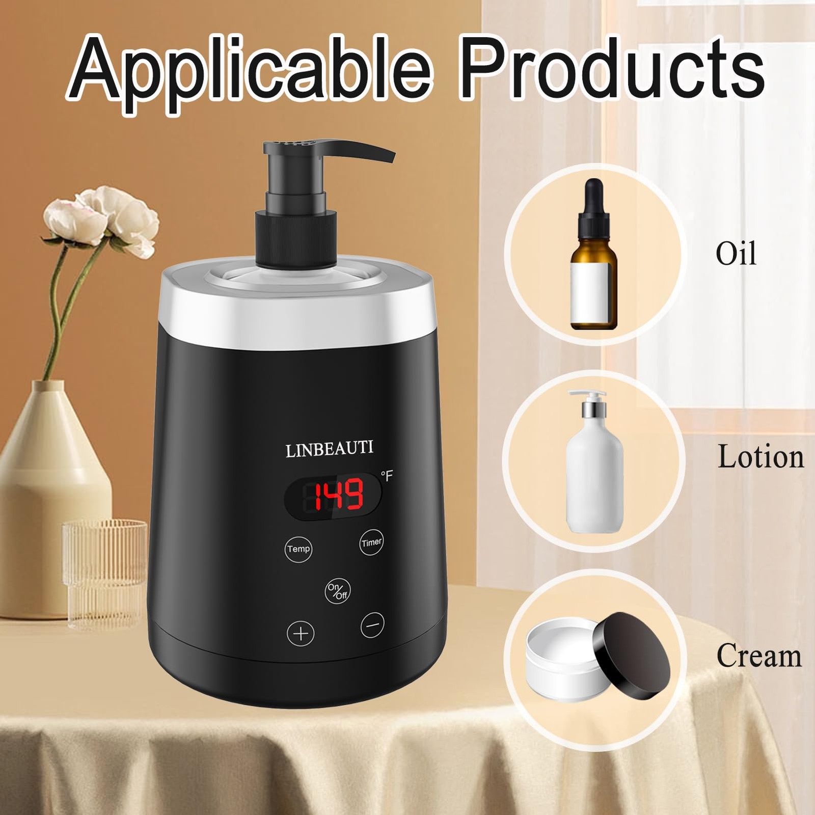Massage Oil Warmer Bottle Professional Lotion for SPA, Automatic black