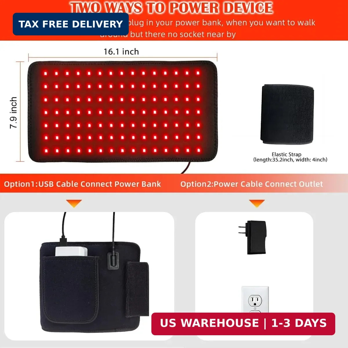 Red Light Therapy Pad for Body Back Knee Shoulder Hands Feet Portable 660nm 850n