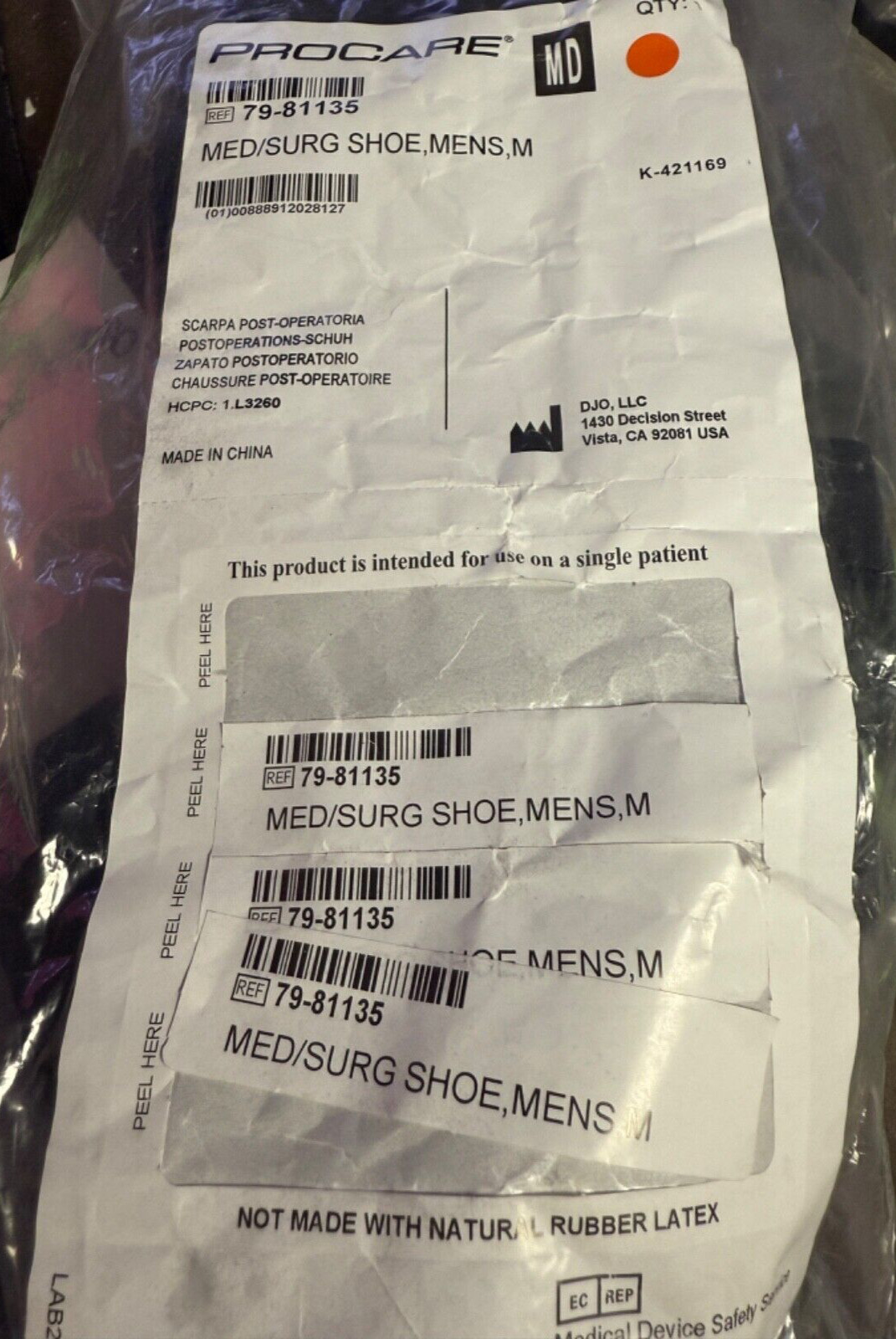 ProCare Med/Surg Shoe Post-Op Shoe SIZE : Medium Men (9-11 )