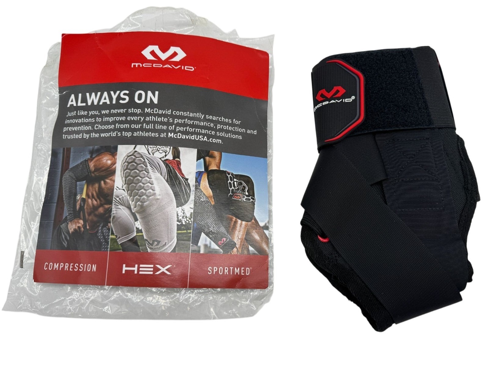 NEW McDavid 195 Ankle Brace W/ Straps Compression HEX SportMed Support XS Black