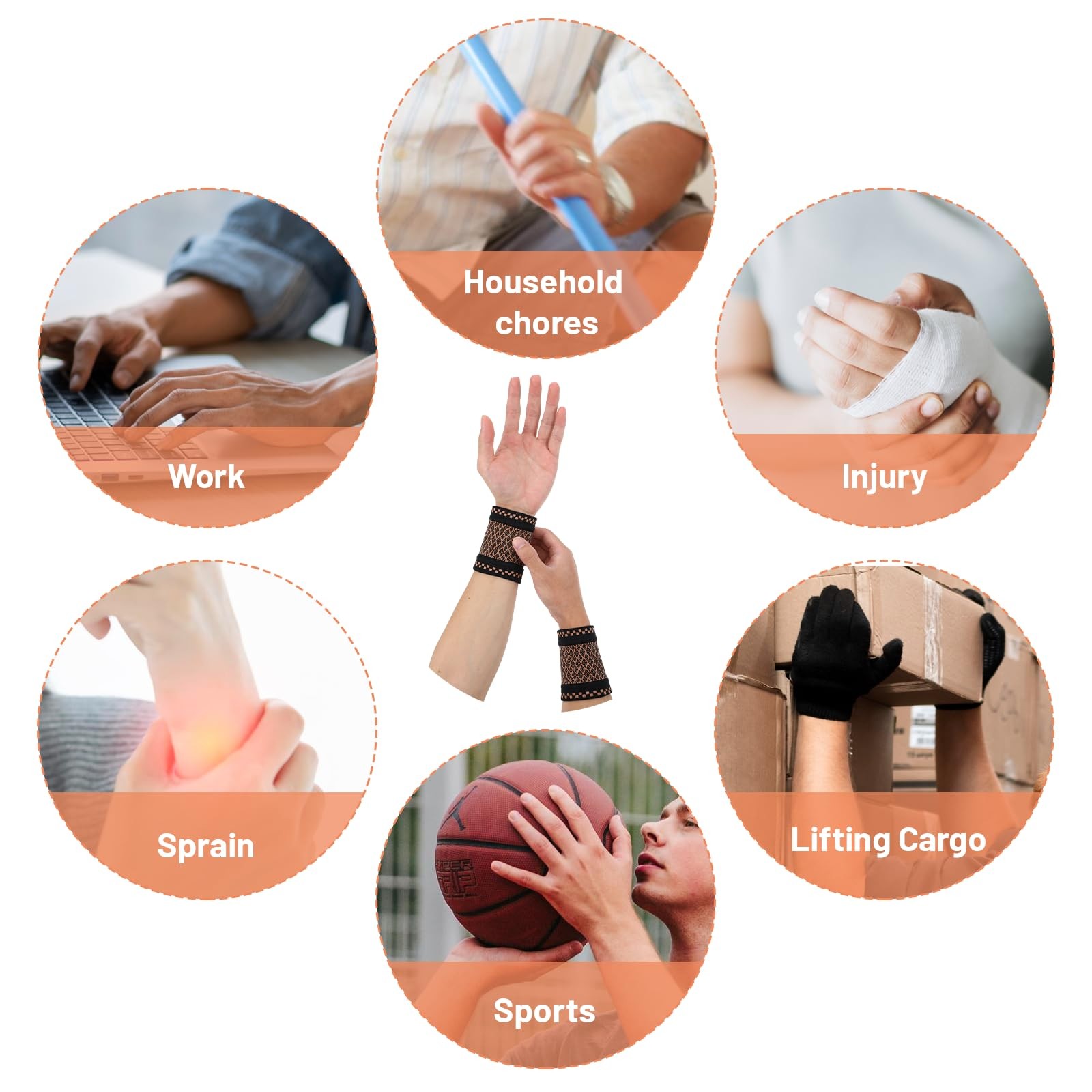 2 PCS Wrist Compression Brace Elastic Support Sleeve Soft Wrap Sport Medium