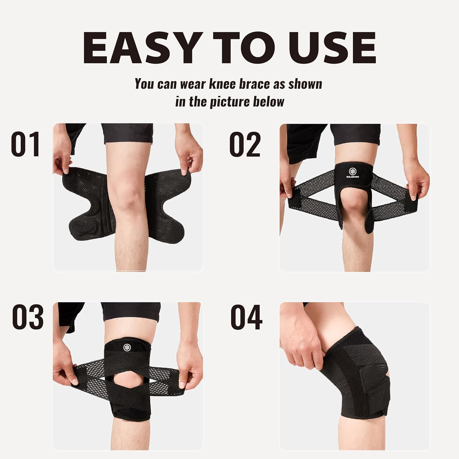 Knee Brace with Side Stabilizers for Knee Pain, Adjustable Knee Support for Meni