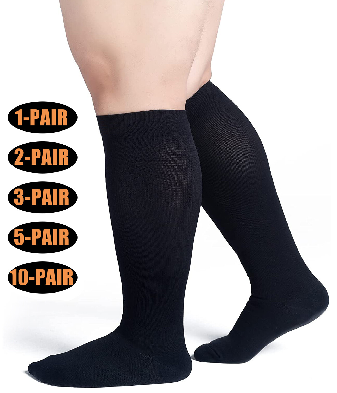 Plus Size XXXL Compression Socks with Extra Wide Calf – Knee High Firm Support