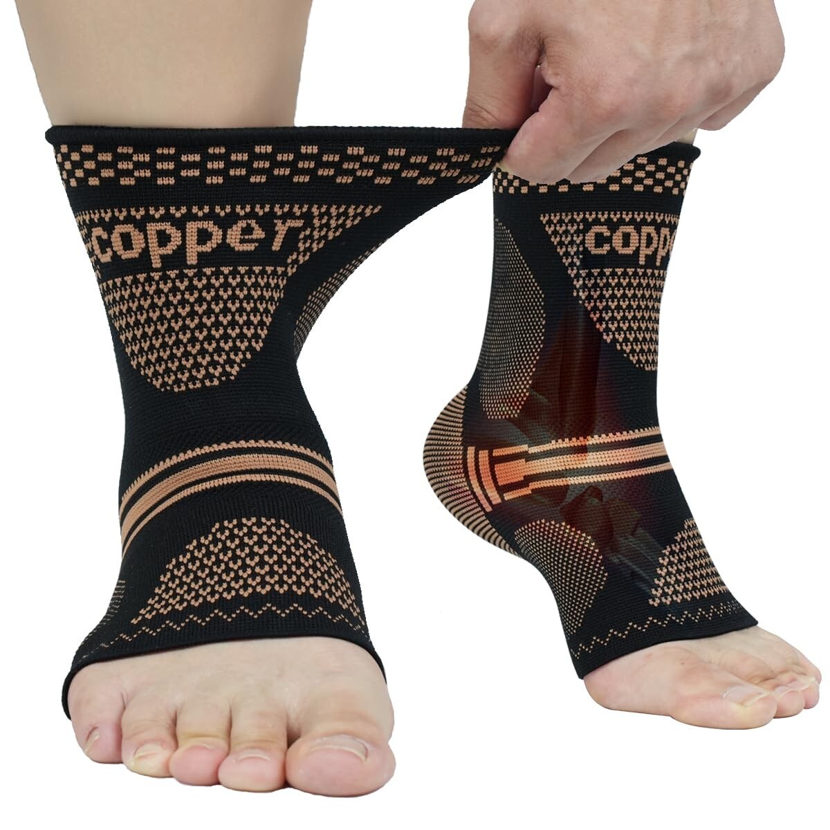 Lightweight Copper Ankle Support Sleeve – Ideal for Foot Pain & Sports Recovery