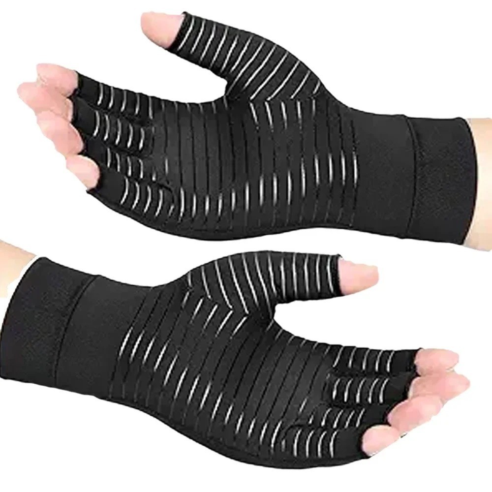 2 Pairs Copper Arthritis Compression Gloves Hand Support Pain Relief Joint Self