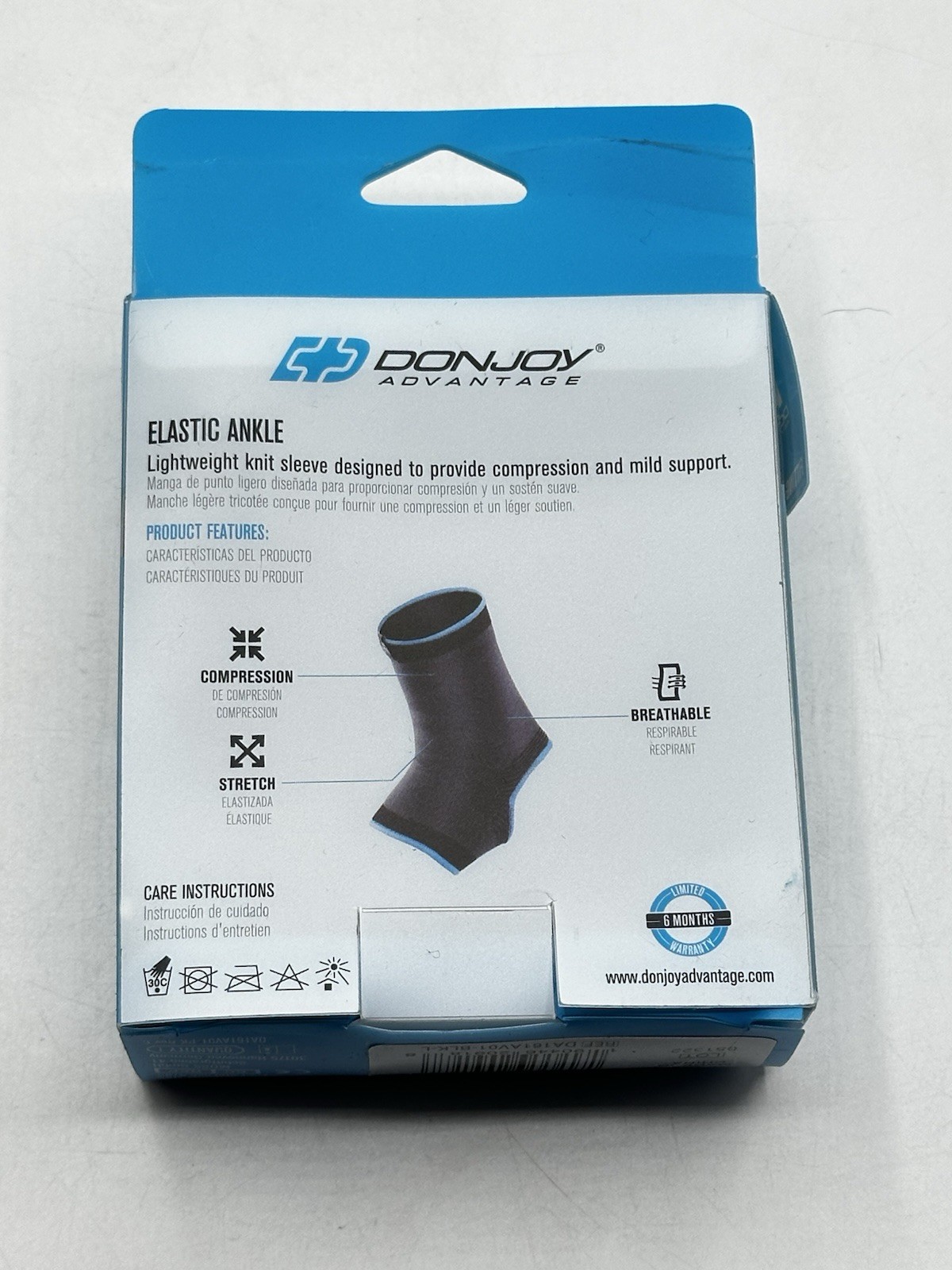 DonJoy Advantage Elastic Compression Ankle Sleeve Black Large Mild Support