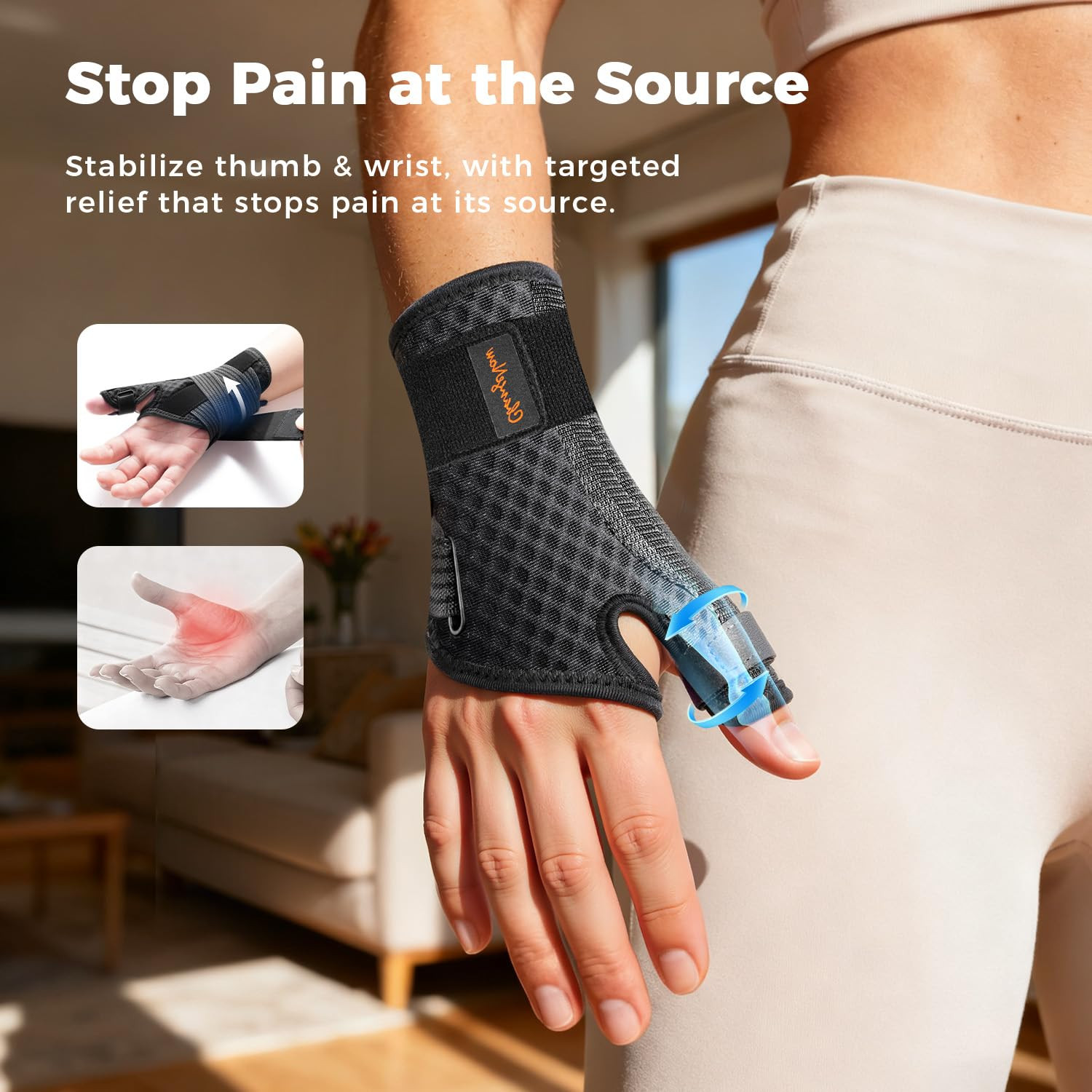Ultra Breathable Thumb Brace for Right & Left Hand, [Upgraded Medical-Grade] Thu