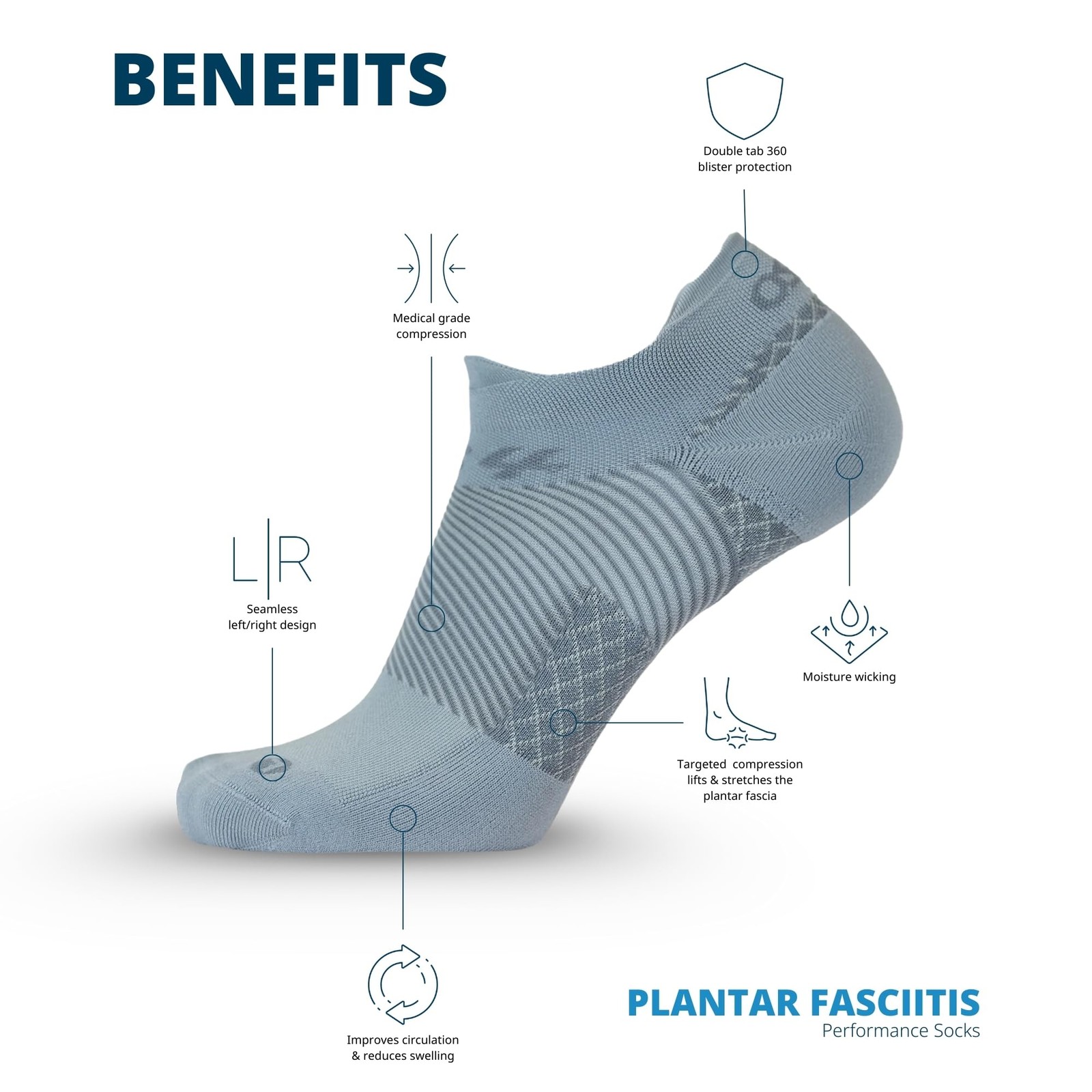 Medium Aqua Compression Socks for Plantar Fascia Support and Comfort