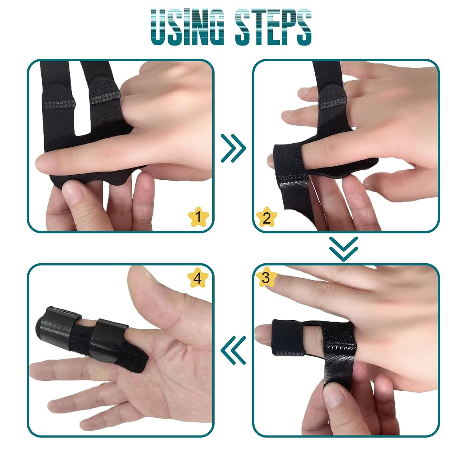 Finger Splint, Black, 2Pcs Trigger Finger Splint Brace | for Injuried Middle, In