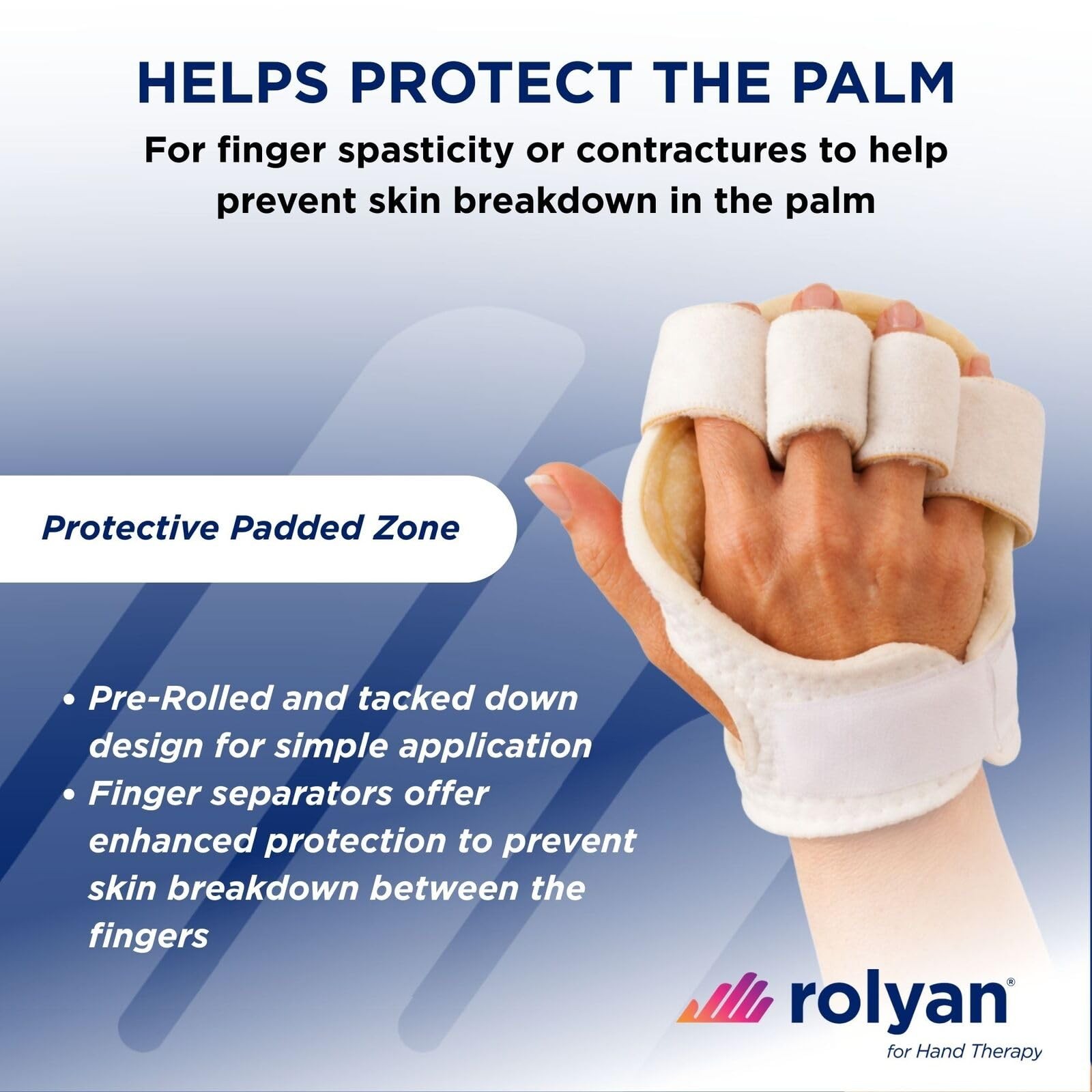 Rolyan Palm Protector with Finger Separators, Left Handed Glove for Finger Contr