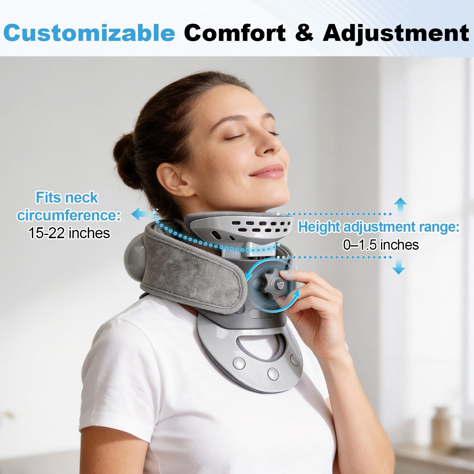 Adjustable Cervical Neck Traction Device Heated Neck Stretcher Brace 12-16 in