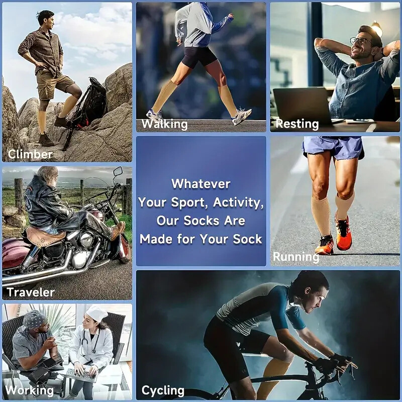 (S-XXL) Copper Compression Support Socks 20-30mmHg Knee High Unisex 3/6 Pairs–
