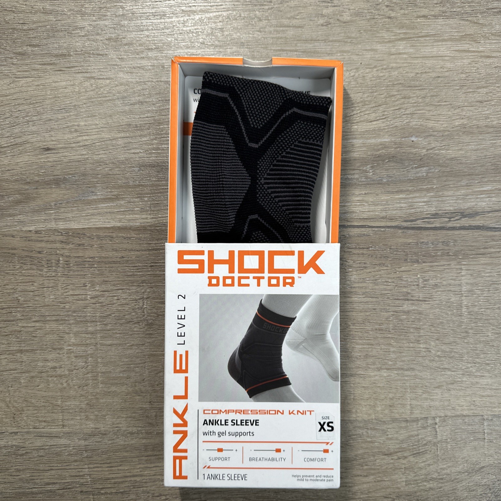 Shock Doctor Ankle Level 2 Compression Knit Ankle Sleeve/Brace/ Wrap Size L #97