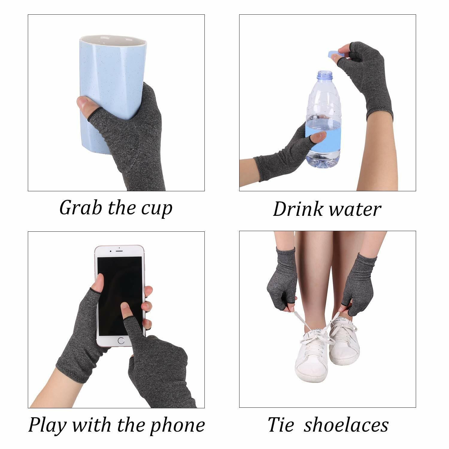 Half Finger Copper Arthritis Compression Gloves Hand Support Joint Pain Relief