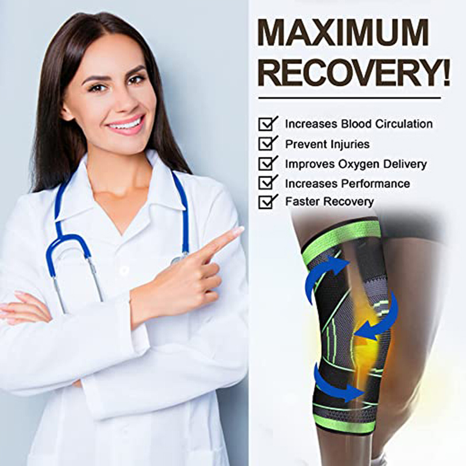 US 1x/2x Circa Knee Savers Sleeve Compression Tendon Brace Arthritis Pain Relief