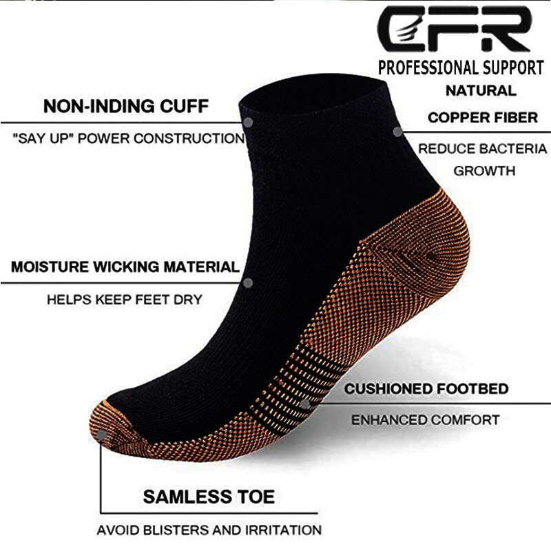 Cooper Compression Socks Ankle Support Heel Arch Plantar Feet Fatigue Pain IA