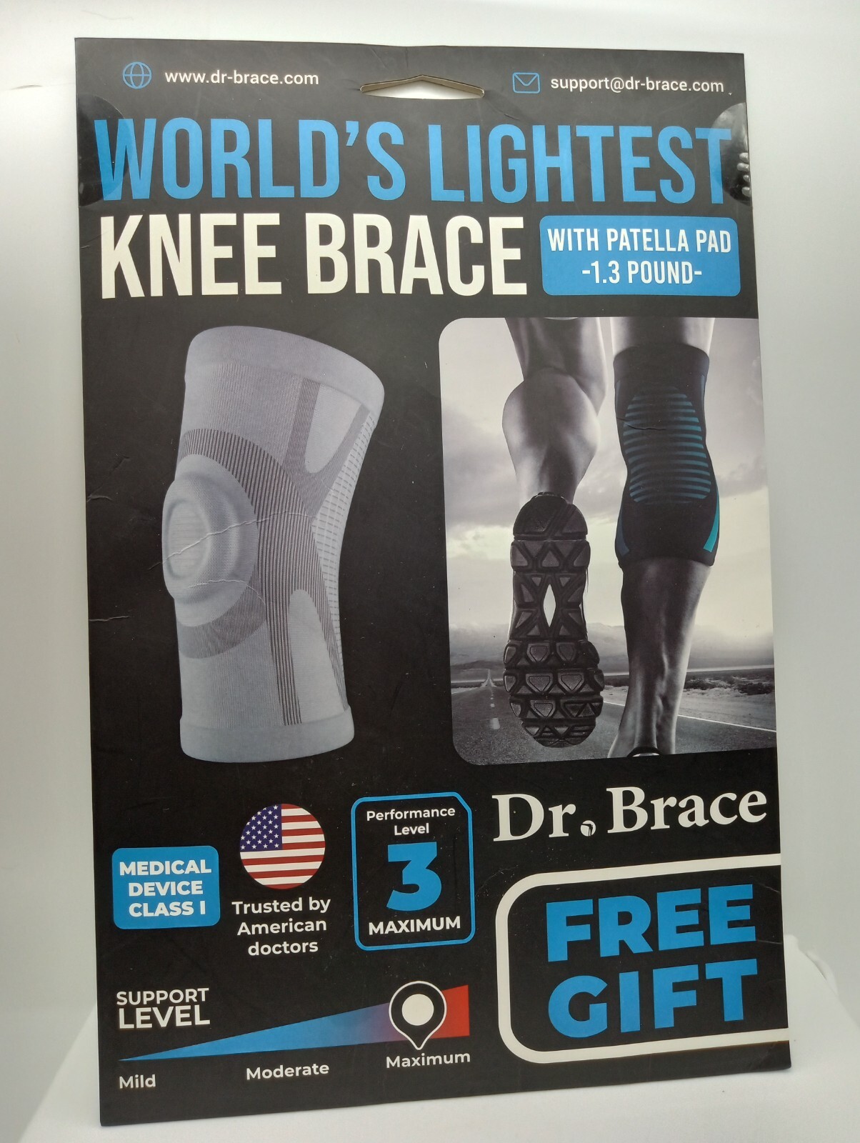 DR. BRACE ELITE Knee Brace – World’s Lightest Compression Sleeve – MAXIMUM