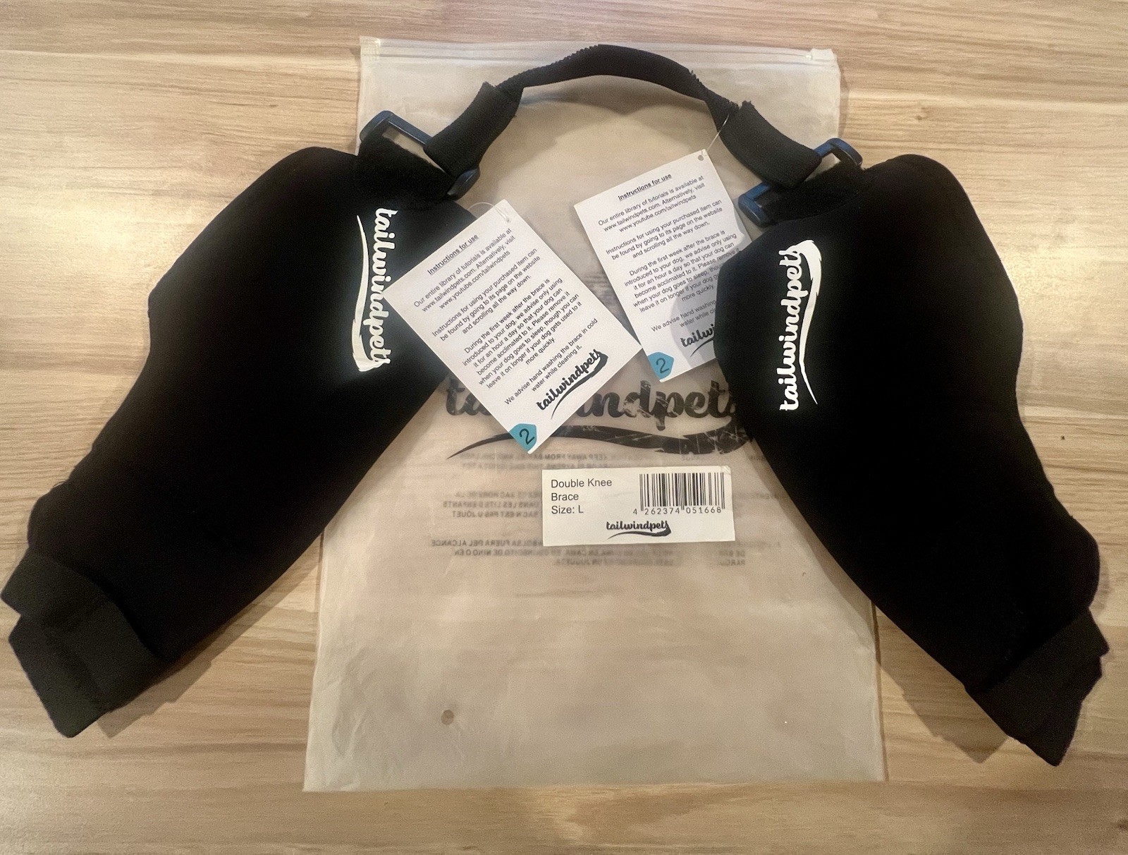 New Tailwindpets Double Knee Brace for Dogs – Size Large