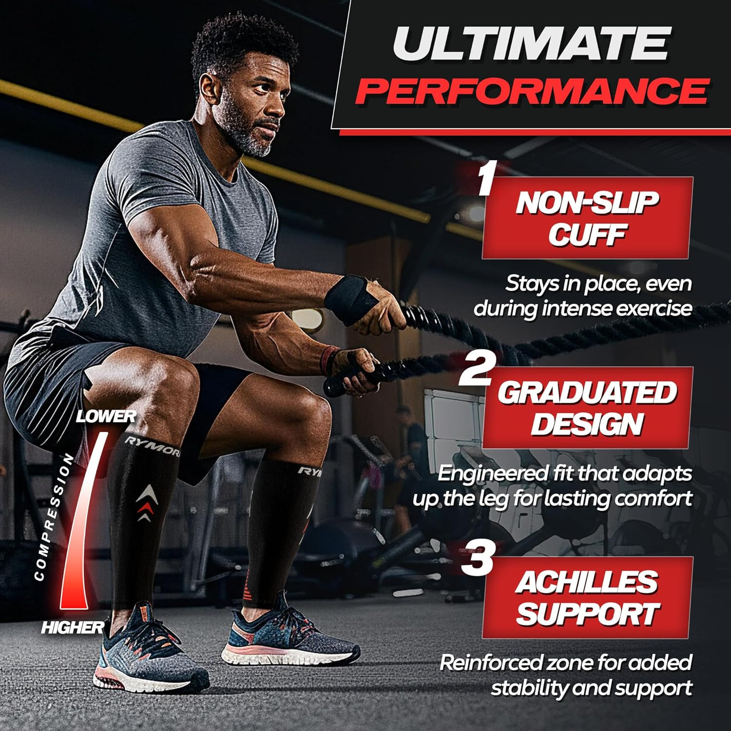 Calf Compression Sleeves Men Women – Leg Compression Sleeve Footless Socks – Shi