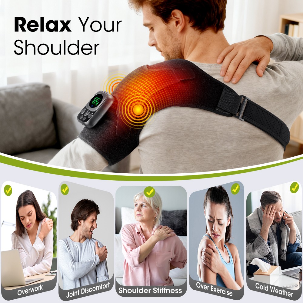 APP Control Heated Shoulder Massager with Heat Vibration Brace Joint Pain Relief