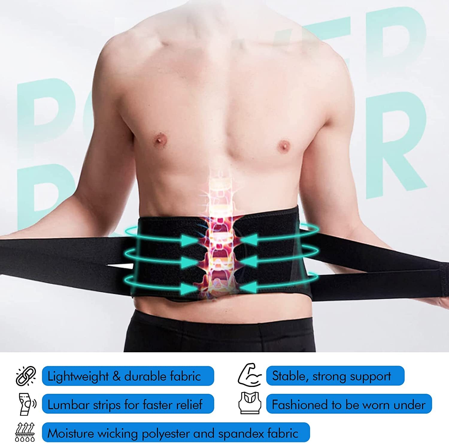 Lumbar Support Breathable Back Brace Lower Waist Back Belt Straps Pain Relief