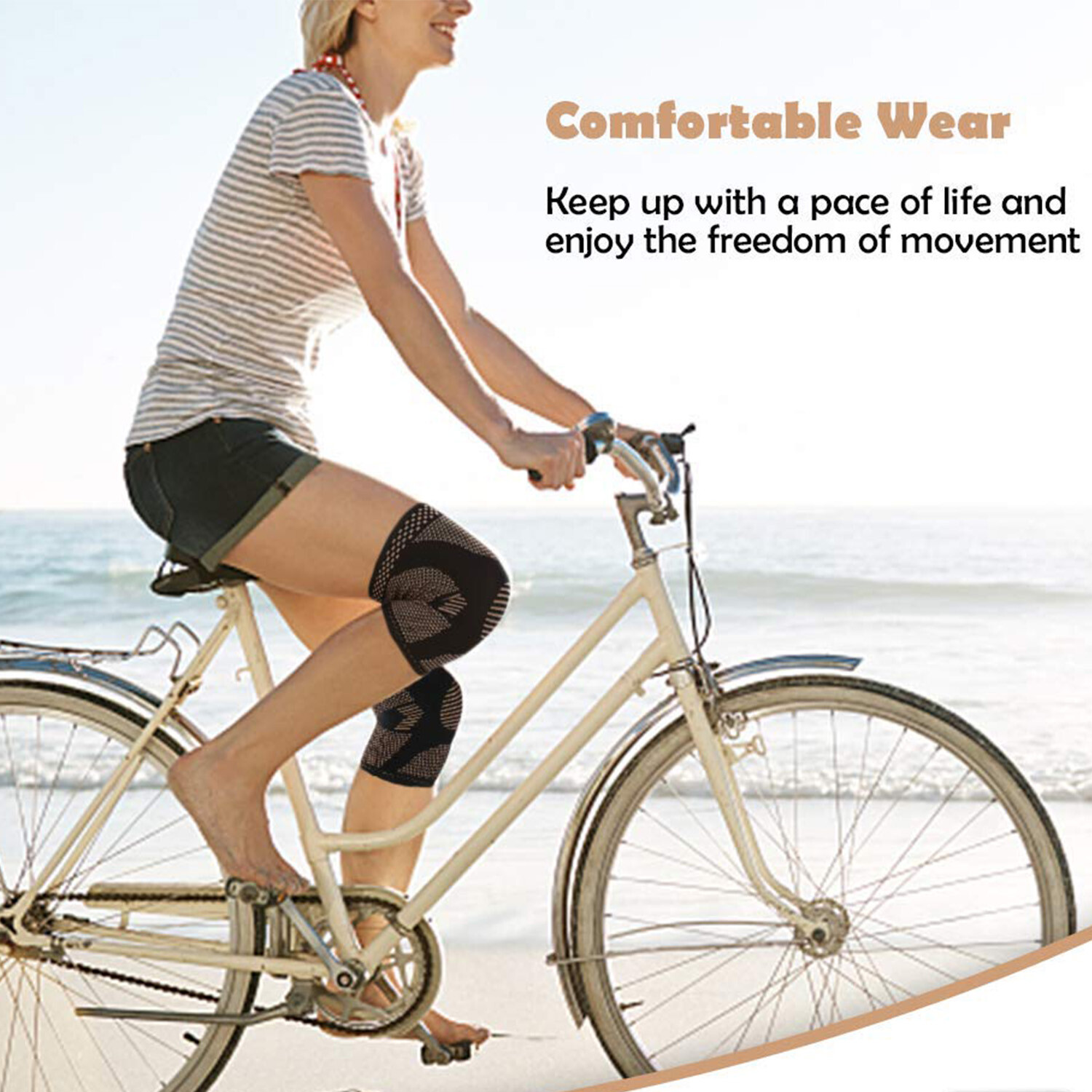 2 PCS Knee Sleeve Compression Brace Copper Support Sports Joint Pain Arthritis