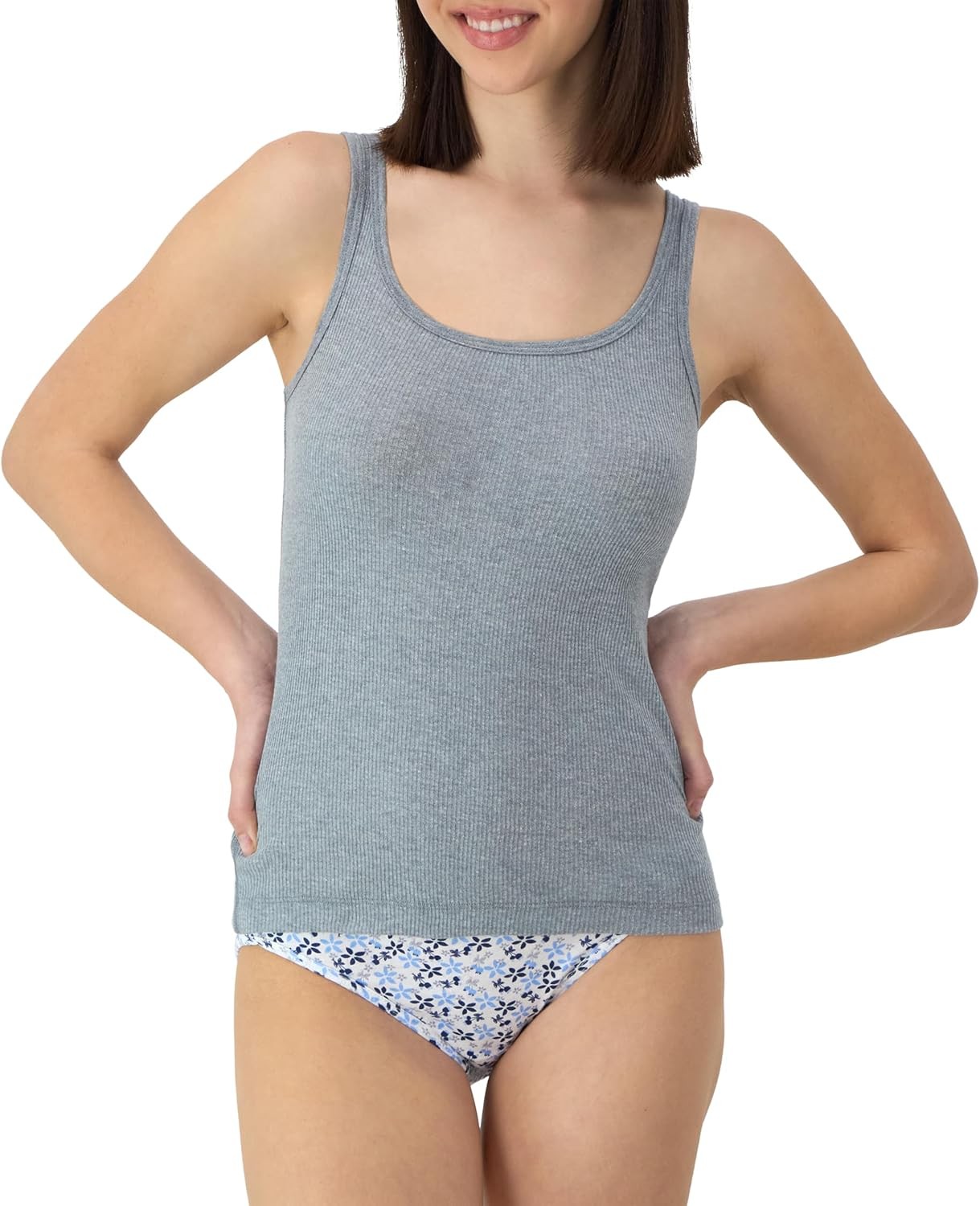 Hanes Women’s Originals Ribbed Tank Pack, Soft Cotton Rib Tank Tops for Women, 4