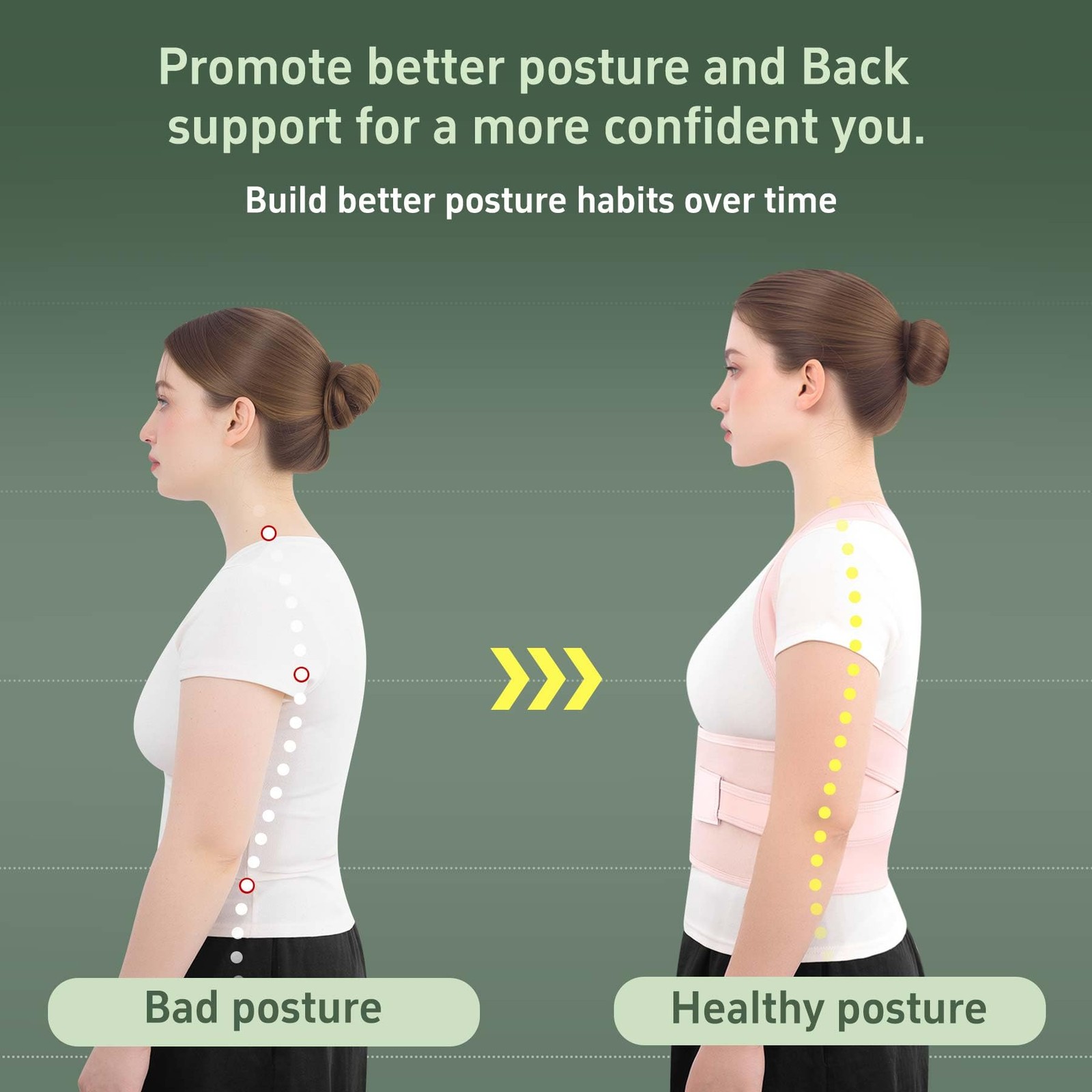 Jnxuoq Posture Corrector Back Brace for Men and Women, Adjustable Small, Pink