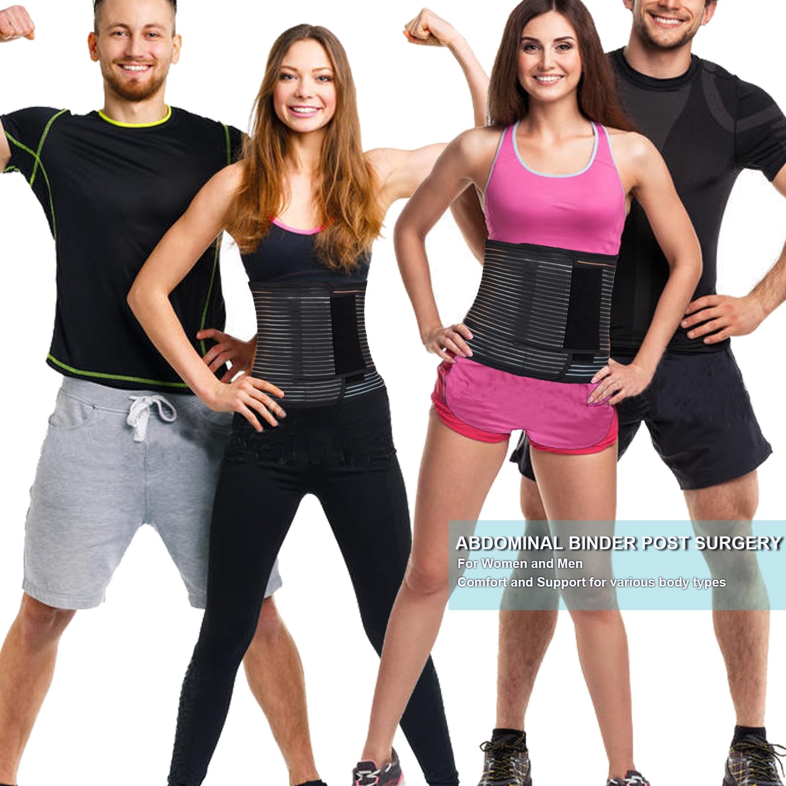 Abdominal Binder for Men & Women – Post Surgery Belly Band Adjustable Compres…