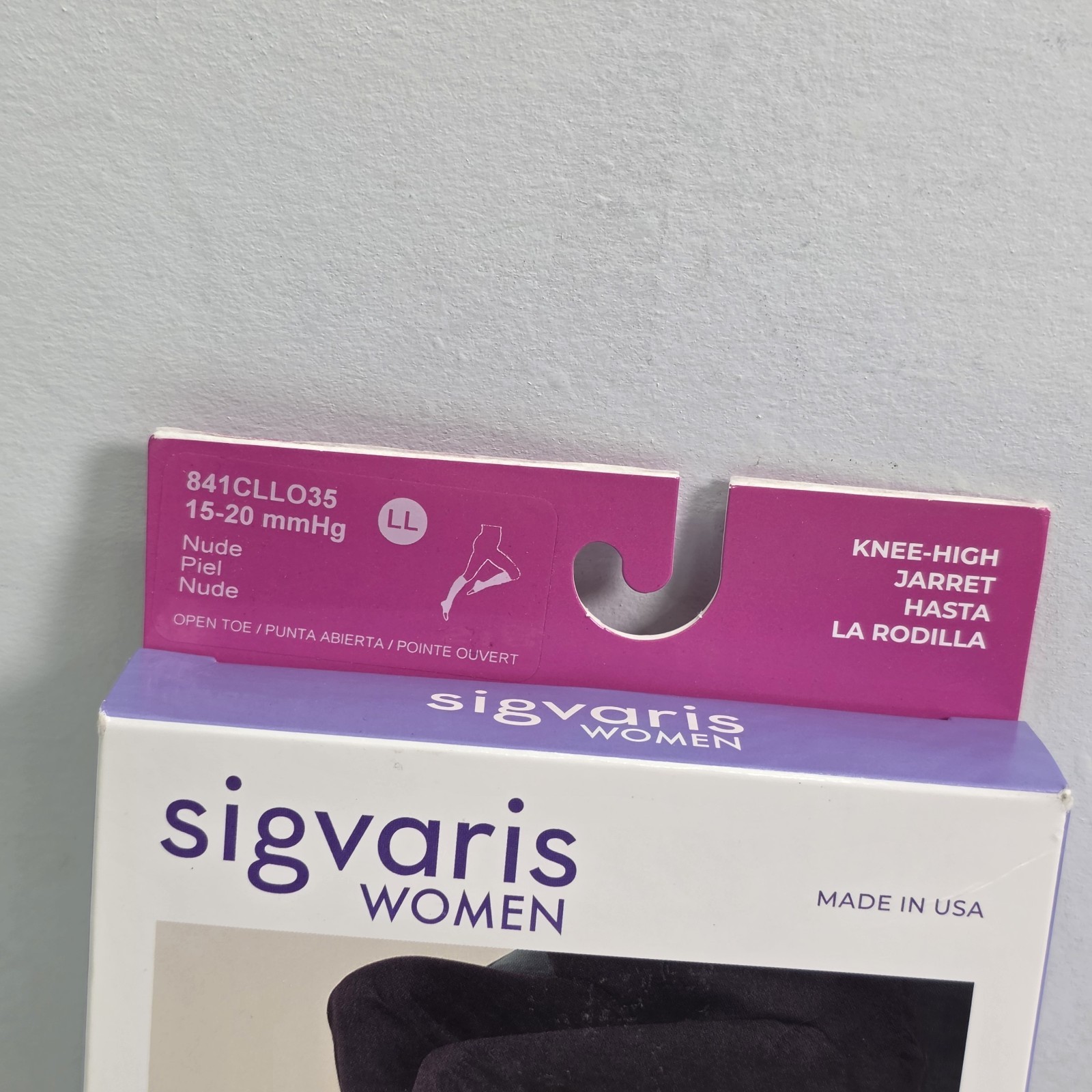 SIGVARIS Style Soft Opaque Open Toe Knee-High Socks 15-20 Nude LL Large Long