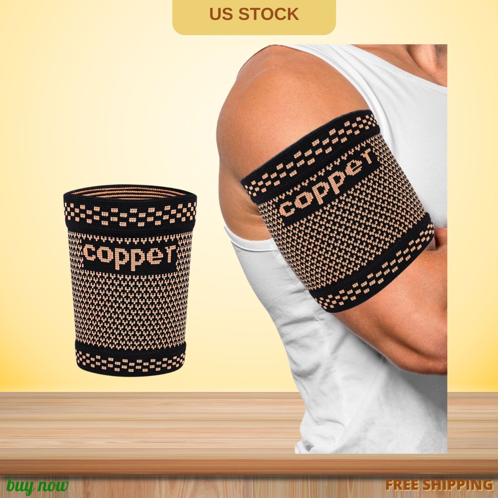 NEW Bicep Compression Sleeves 1 Pair Copper Upper Arm Support for Men Women