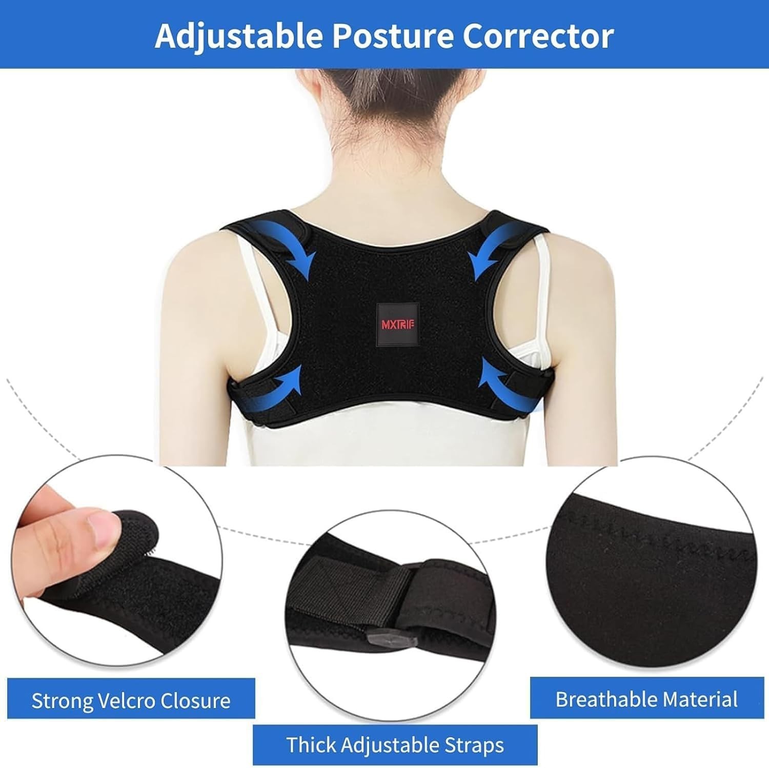 Neoprene Posture Support Brace for Men & Women – Adjustable & Durable Medium Fit