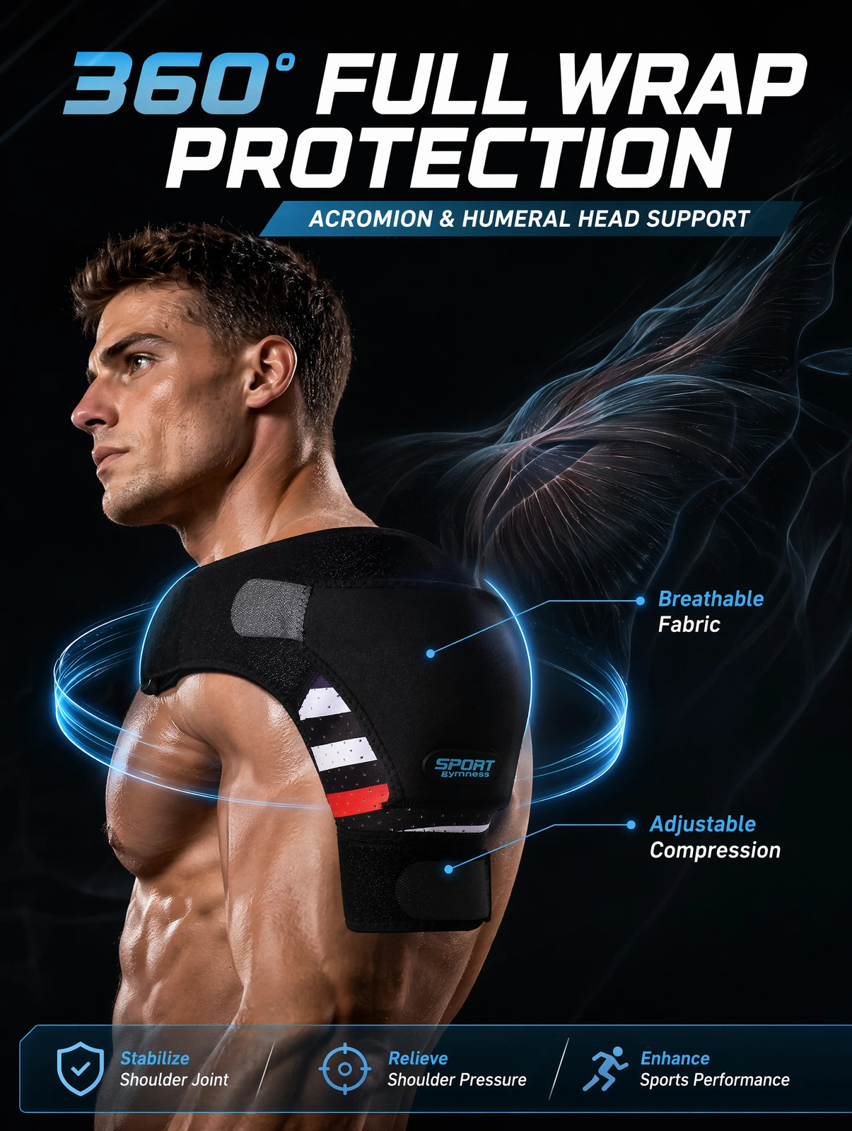 New Shoulder Support Brace, Adjustable Shoulder Stability Brace with Ice Pocket