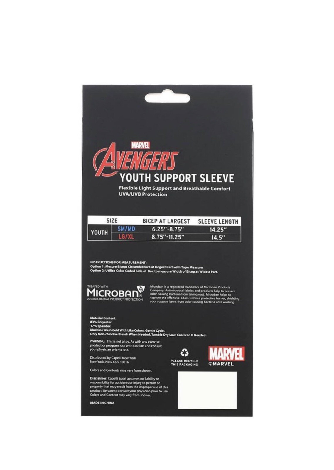 NEW Marvel Avengers Captain Marvel Youth Support Sleeve Youth LG/XL