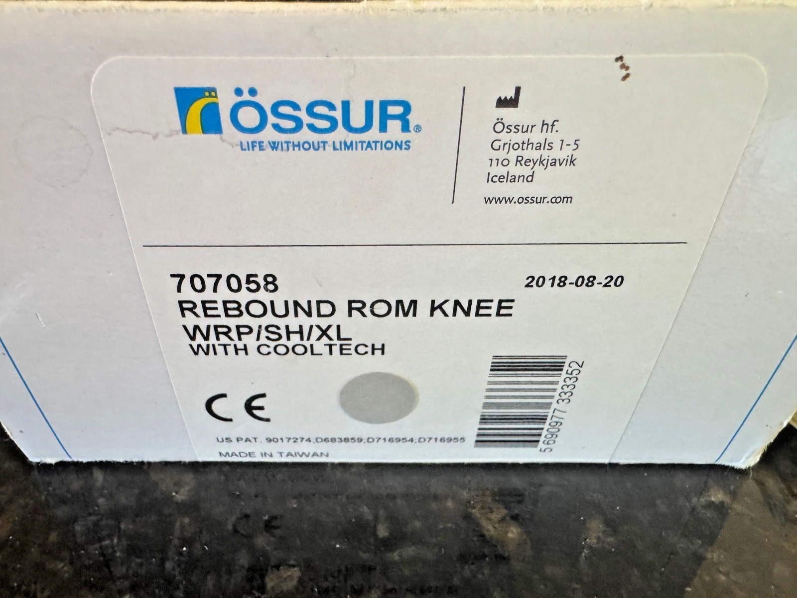 XL-OSSUR REBOUND ROM POST-OP KNEE BRACE WRAP-SHORT-COOLTECH & ADJUSTERS 707058