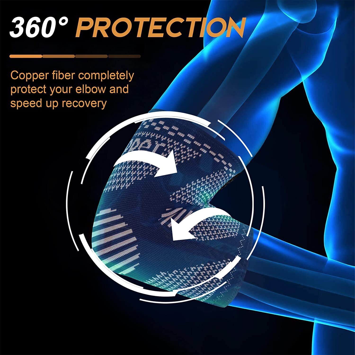 Copper Elbow Brace Compression Support Sleeve Arthritis Tendonitis Men & Women