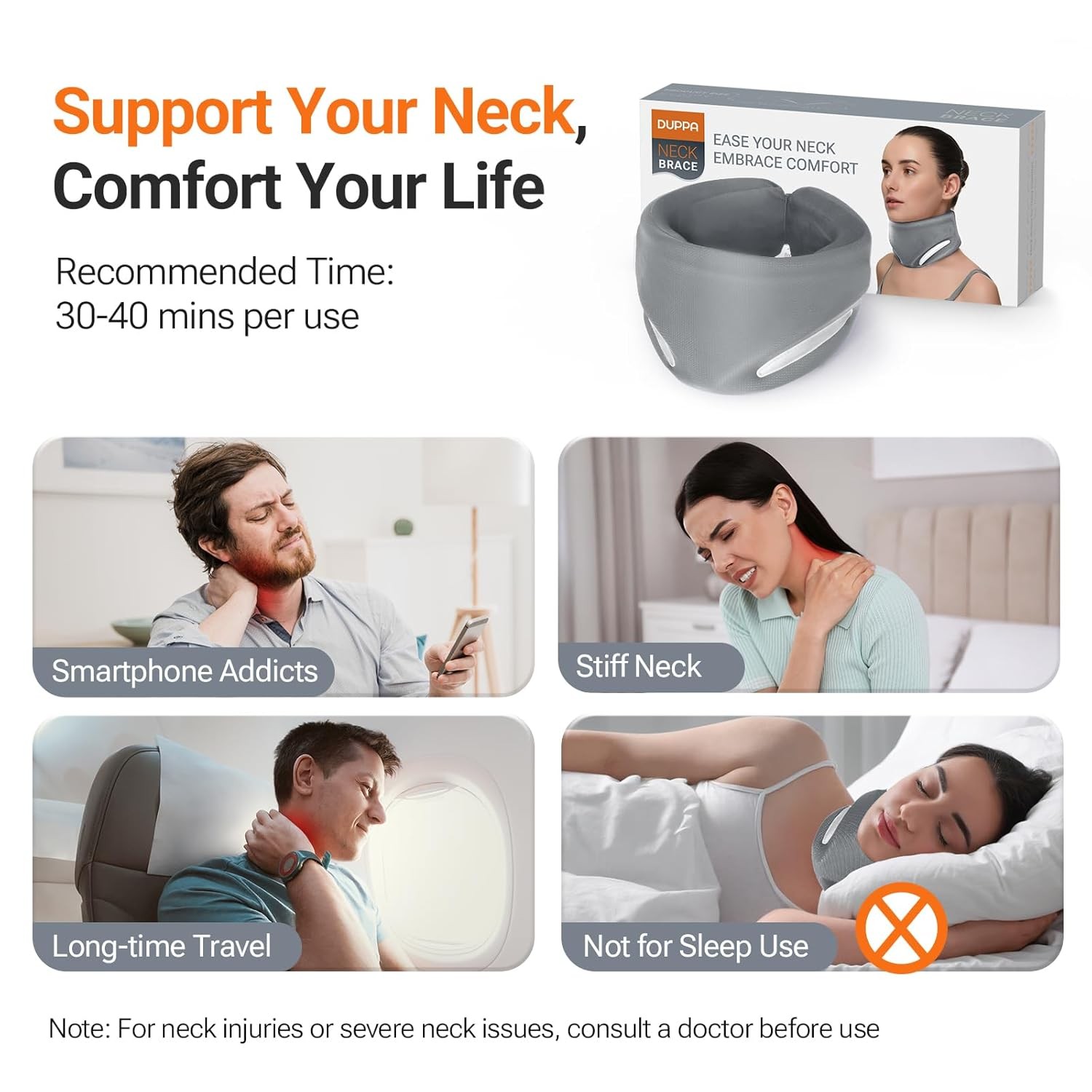 Pink Ergonomic Neck Brace V-Shaped Cervical Collar for Pain Relief & Support M