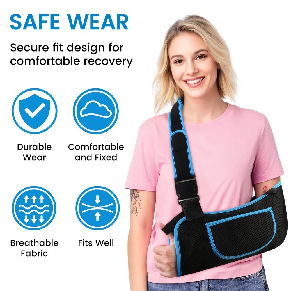 Adjustable Arm Sling Shoulder Immobilizer for Elbow & Wrist Injury Recovery, Com