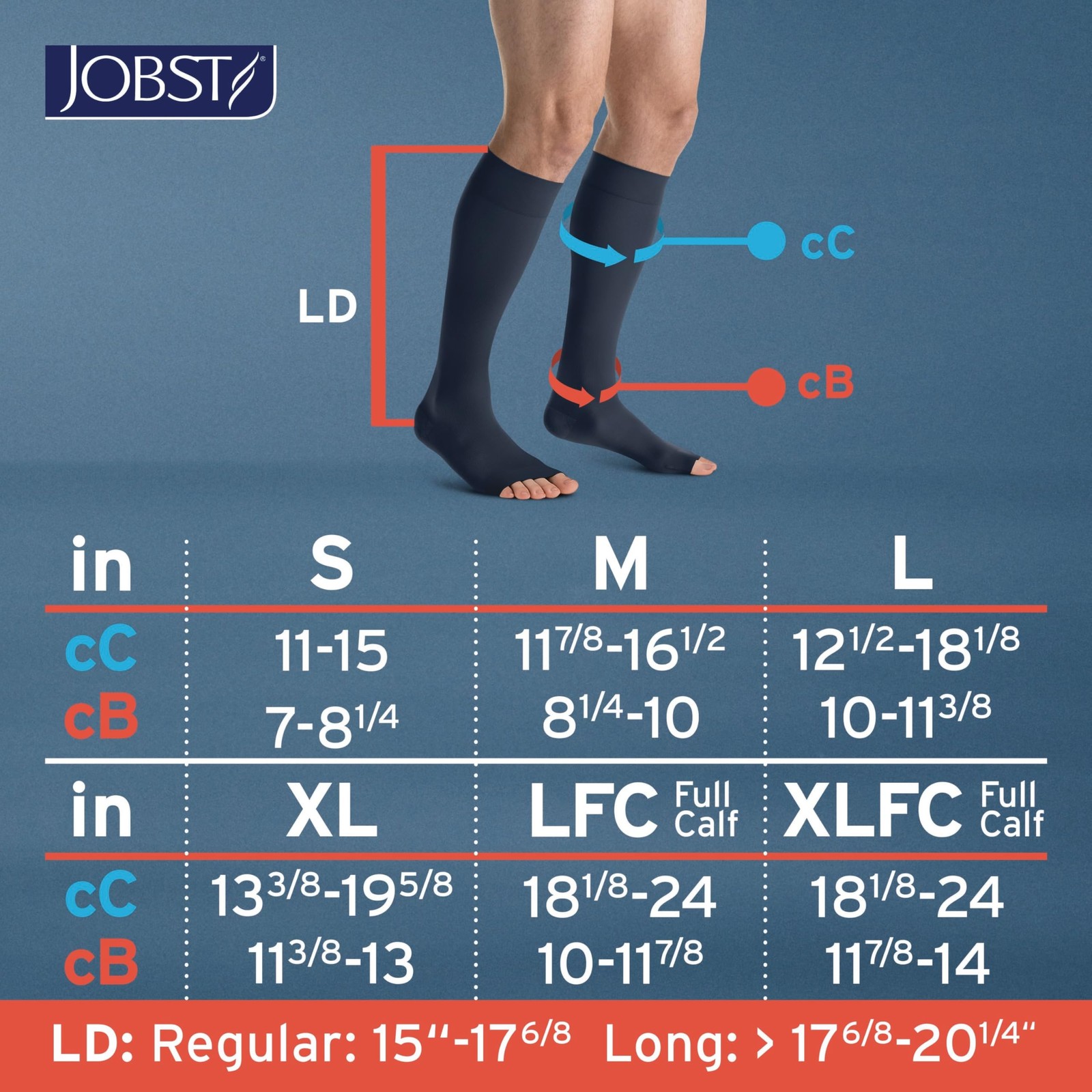 Jobst Formen Compression Socks 15-20 Mmhg Knee High Softfit Band Open Toe Navy