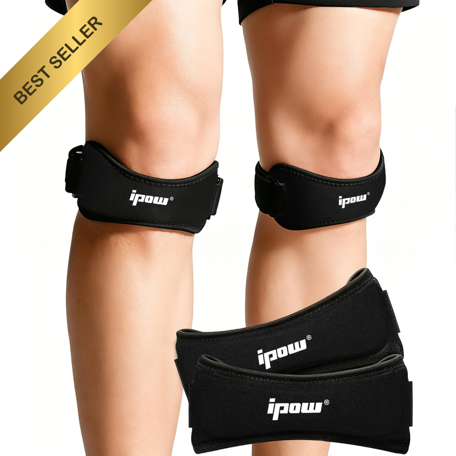 IPOW 2 Pack Patella Tendon Knee Strap Support Pain Relief for Running Workouts