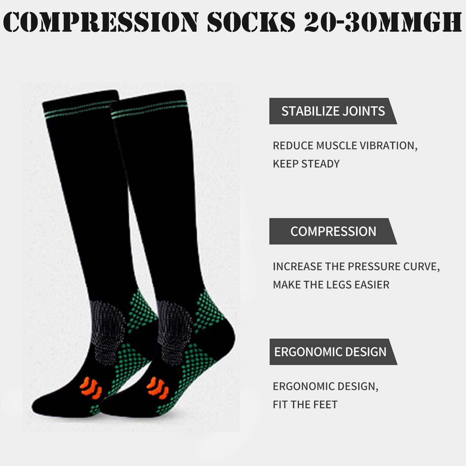 Professional Compression Socks 20-30mmhg 3Pair Sports Leg Support Protection Sox