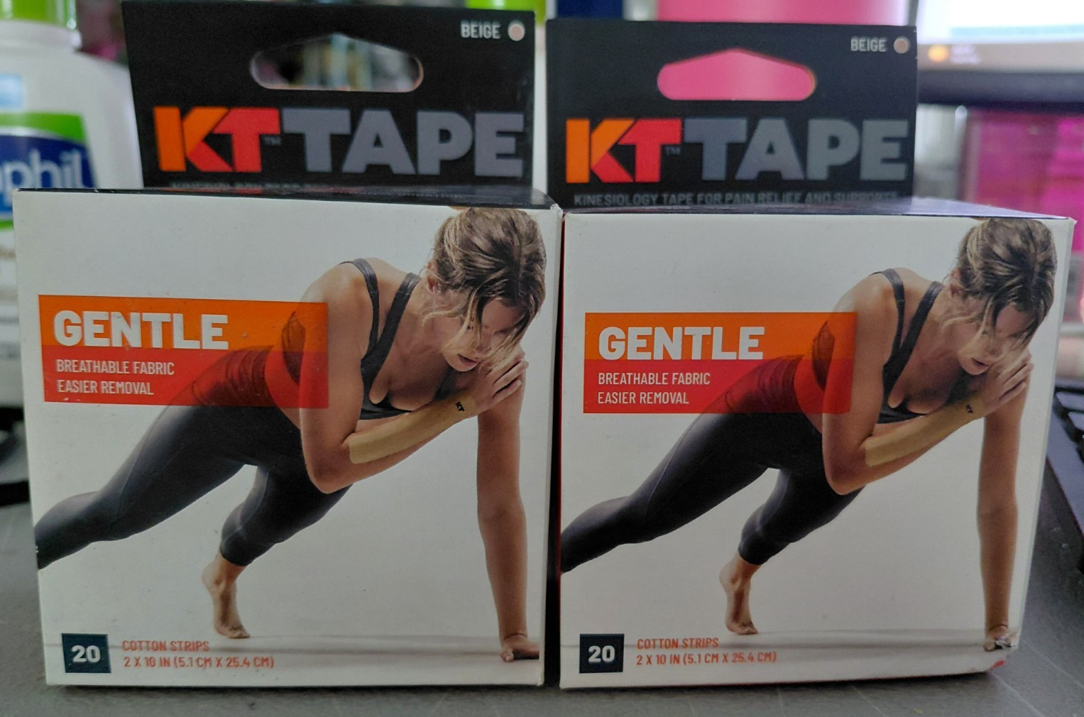 KT Tape Original Gentle Elastic Sport Tape Cotton Fabric Beige 20 Strips 2PACK