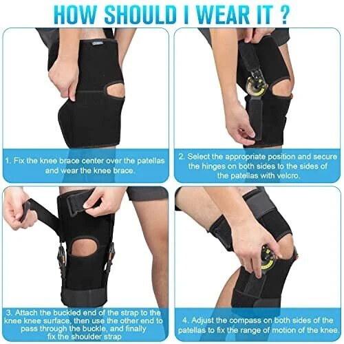 Hinged ROM Knee Brace with Side Stabilizers & Locking Dials Post Op Knee Immo…