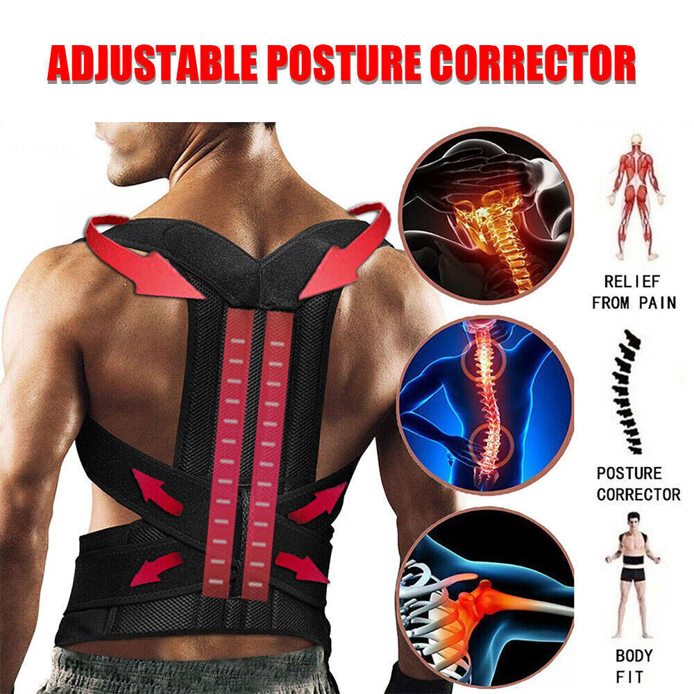 Men Women Adjustable Posture Corrector Back Support Shoulder Brace Belt S-3XL