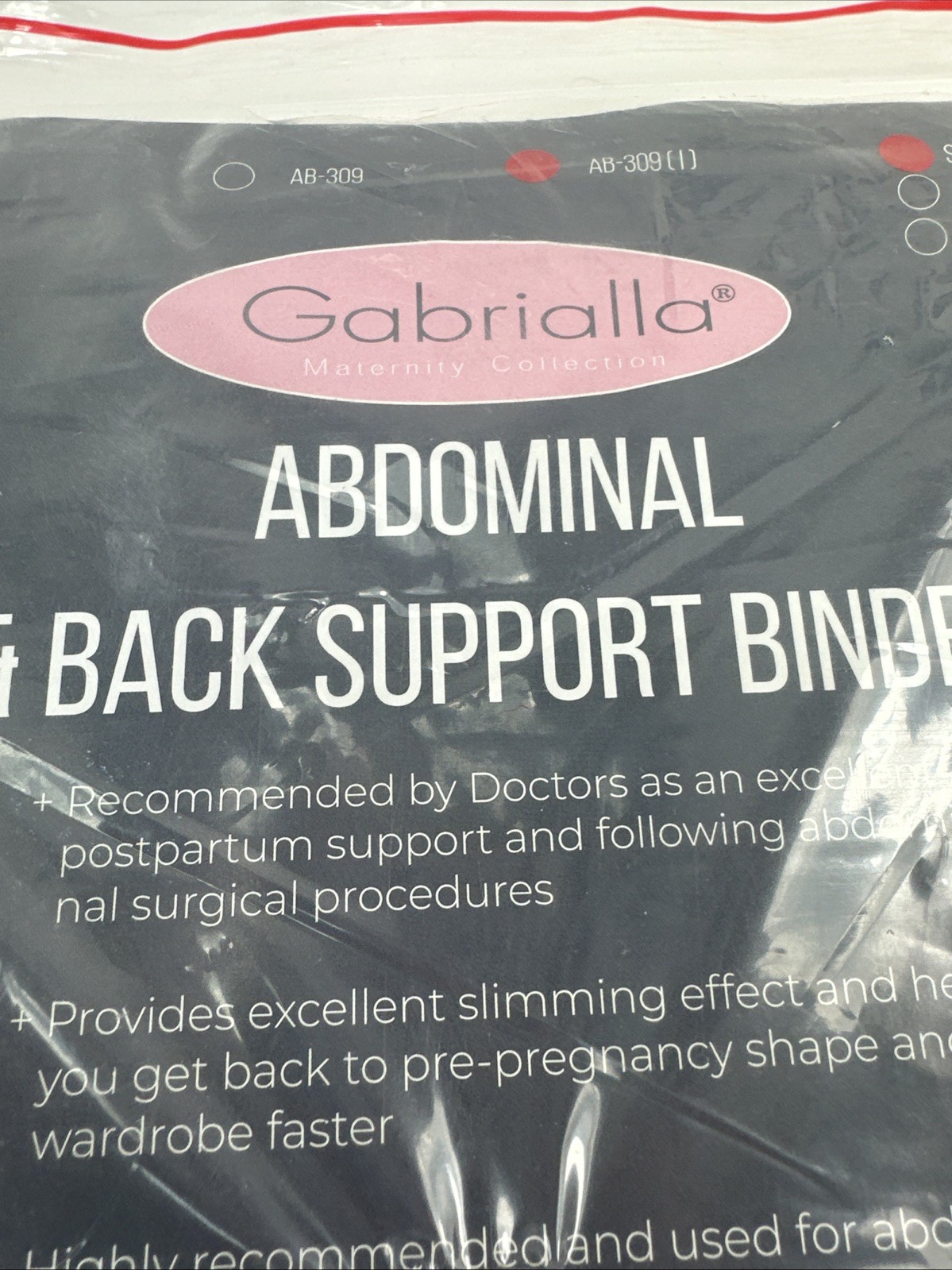 Gabriella Abdominal Back Support Binder AB 309 9” Wide Breathable Elastics Med