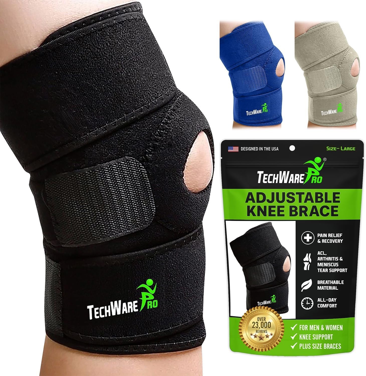 Adjustable Knee Brace for Pain Relief – Supports ACL, LCL, MCL, & More