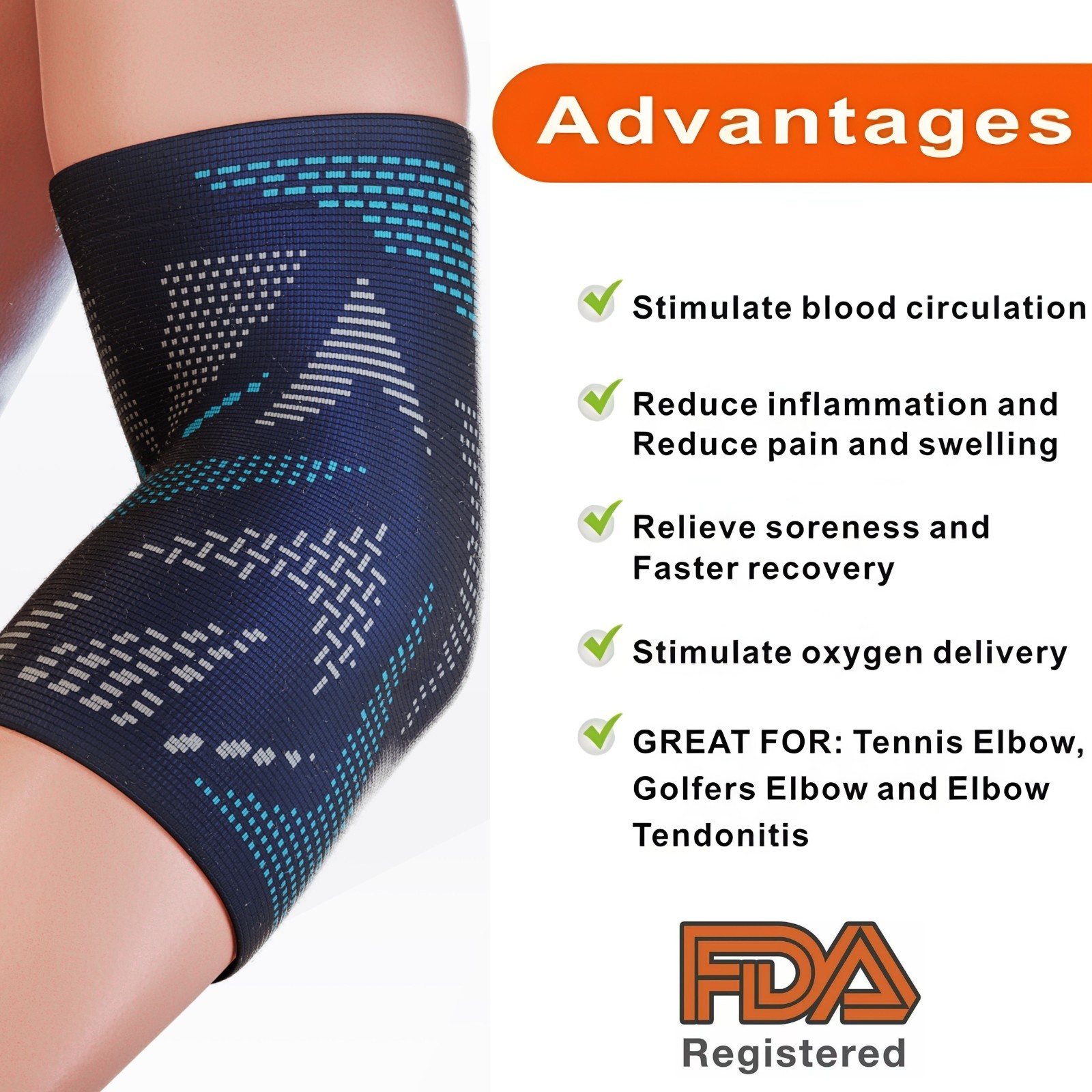 2 Pack Elbow Brace Support Sleeve Arthritis Tendonitis Reduce Joint Pain Relief