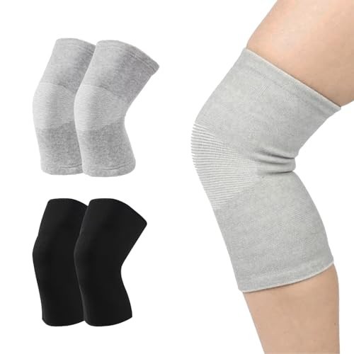 Compression Knee Sleeve – 2 Pairs Bamboo Charcoal Elastic Warm Brace for Arthrit