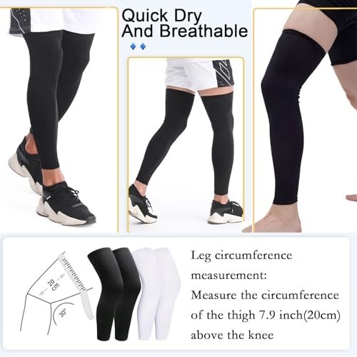 2 Pairs Leg Sleeves,Full Leg Compression Sleeve for Men Women,Long Knee Sleev…