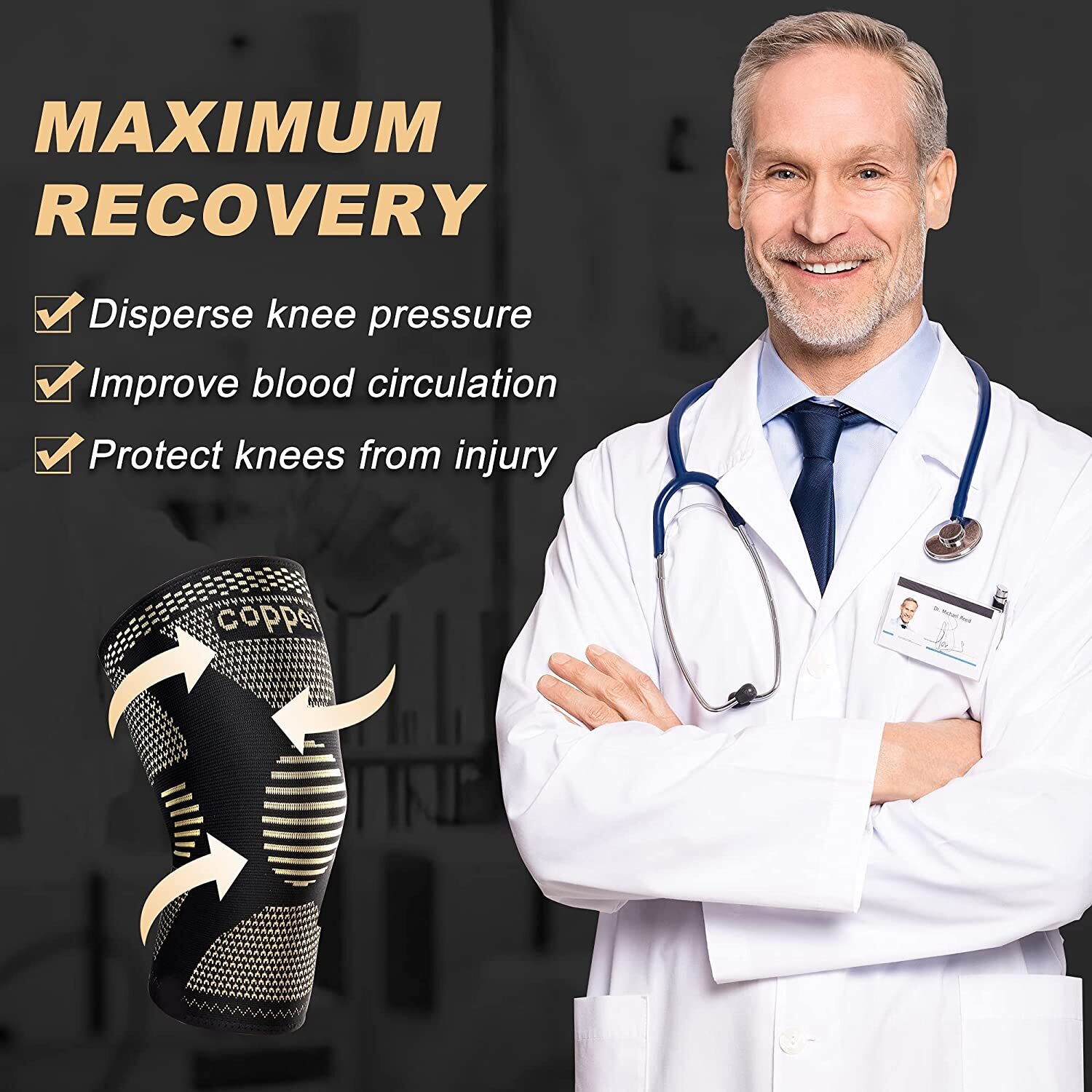 Knee Brace Compression Sleeve Support Joint Arthritis Patella Stabilizer Runner